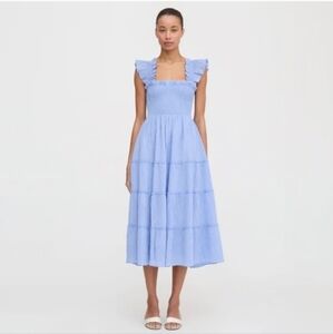 Hill House Home Ellie Nap Dress in Light Blue Glitter Check M NWOT